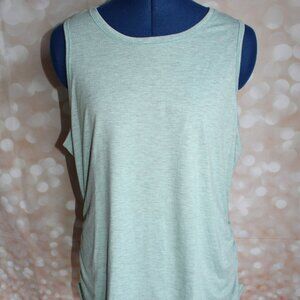 Athletic Works Women's Green Sleeveless Scoop-Neck Ruched Sides T-Shirt Size L